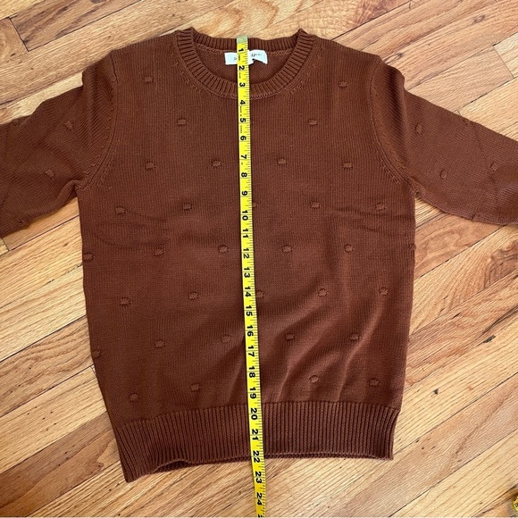 NWOT Roolee Pando Grove Knit Sweater with Polka Dot Embroidery in Burnt Orange - Picture 7 of 7